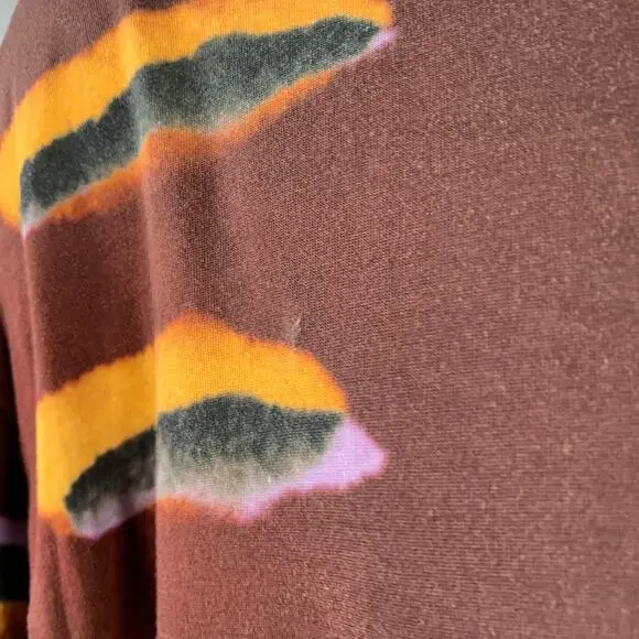 S Burgundy Orange Purple Abstract Cotton Oversized T-shirt